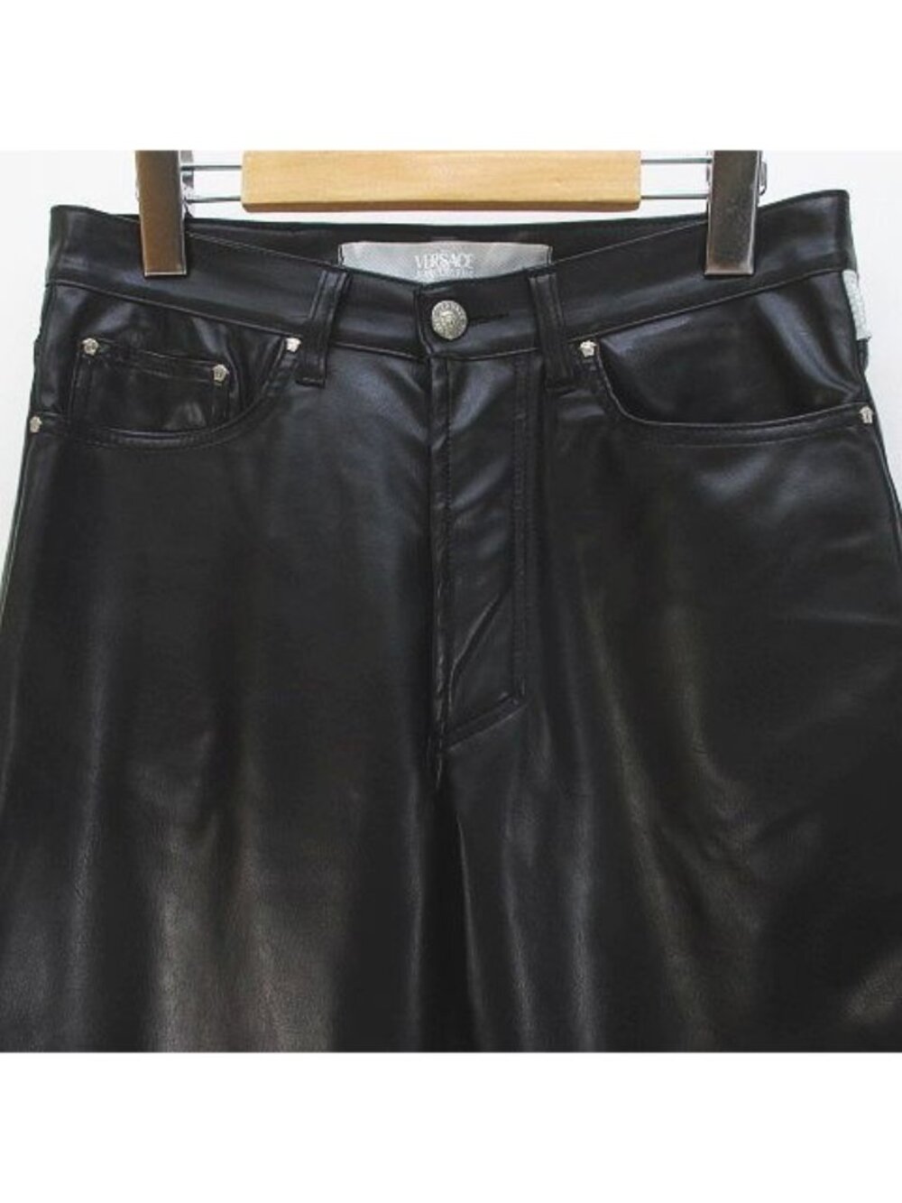 Versace Jeans Couture Long Length Leather Style Straight Pants /44 Black 30 - Picture 7 of 7